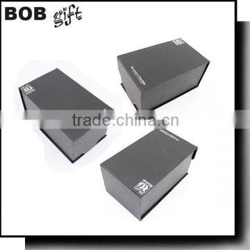 2015 hot sale custom logo printed black matt paper gift box