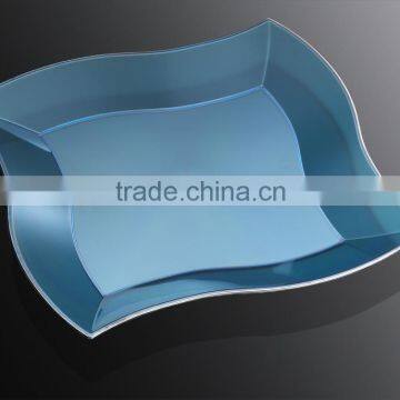 7"Disposable Dinner Plate,Plastic Irregular Square Plate