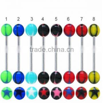 2016 Star Design Acrylic Piercing Tongue Rings Magnetic Vibrating Tongue Ring