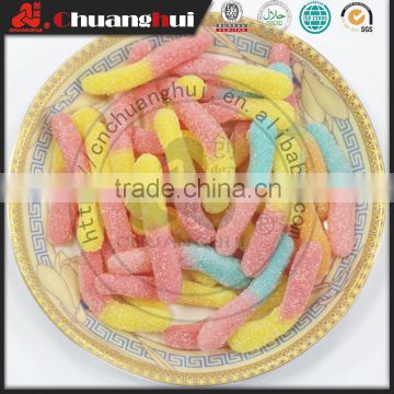 High Quality Double Colors Worm Shape Gummy Soft Candy