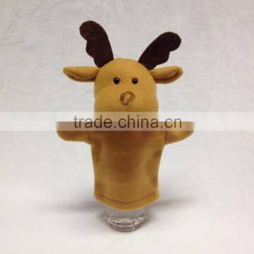 High quality plush cute elk hand puppet, plush elk toy