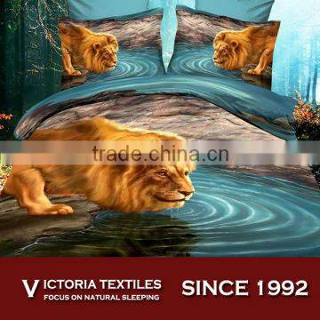 lion drinking 3d print sheets set 4pcs queen comforter cover set
