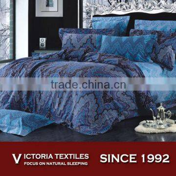 dark bule luxury design printed sheets deep pocket king size bed in a bag sets
