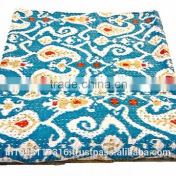 Traditional Handmade Ikat Kantha Bedspread, Vintage kantha gudari Bedspread