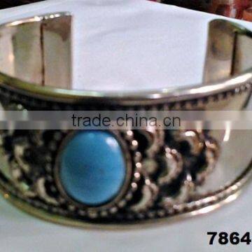 Indian Brass Metal Fashion Bangle Bracelet Cuff Silver Antique