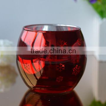 Stocked red glass candle holder for christmas