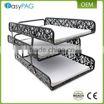 Customized made embossing folding metal office and school desk document file tray