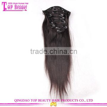 2015 Best Sell Virgin Hair Peruvian Silky Straight Human Hair Clip In Extensions