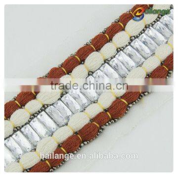 Crystal beaded trim for curtains decorative