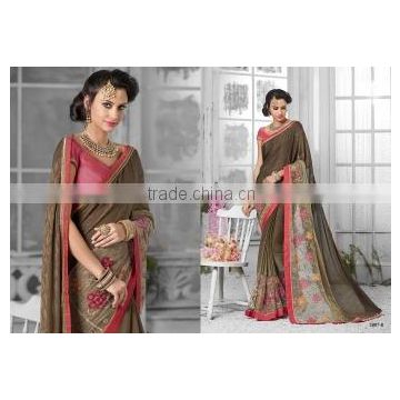 Beautiful Brown Georgette Designer Saree/best designer sarees online shopping