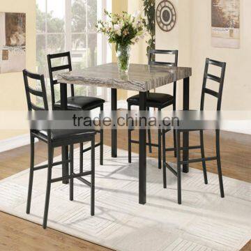 Black steel frame fabric cushion Dining room furniture table and chair