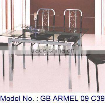 Glass Dining Set With Metal Furniture