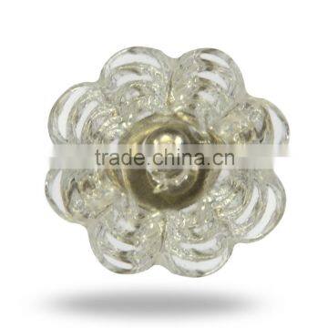 Small Glass Flower Knob Clear