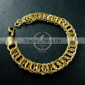 19cm raw brass faceted round circle link fashion DIY bracelet supplies 1900081