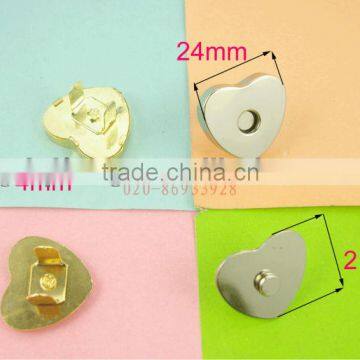 leather fashion QF low price 24mm heart silver magnetic button