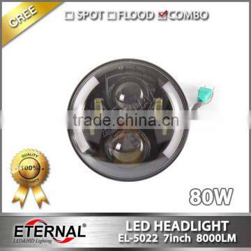 160W 7in round 4WD off-road truck SUV automotive vehicles sealed dual beam led headlight lamp