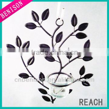 2014 High Quality Metal Wall Art Candle Holder With Leaf Design For Home Decoration