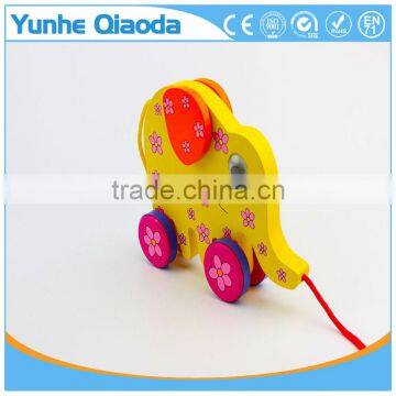 Colorful Pull Along Elephant Wooden Toy as You Pull They Make a Fun for Baby photo-2