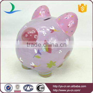 2015 Hotsale Purple Unbreakful Handprinting Ceramic Piggy Coin Bank Wholesale for Gift photo-5