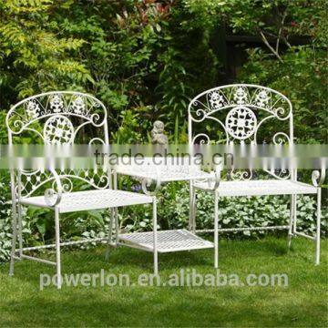 POWERLON Vintage 2 Seater Garden Bench Wrought Iron Outdoor Furniture photo-2