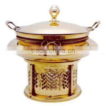 deluxe brass chafing dish with porcelain food pan/food warmer chaffing dish