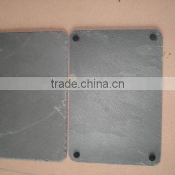 Irregular Leaf Shape Black Rough Edge Slate Coaster With photo-6