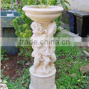 Garden Stand White Polyrein Angel Flower pot