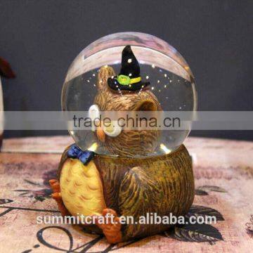 3d Resin Witch Owl Figurine Water Globes Halloween Snow Globe photo-2