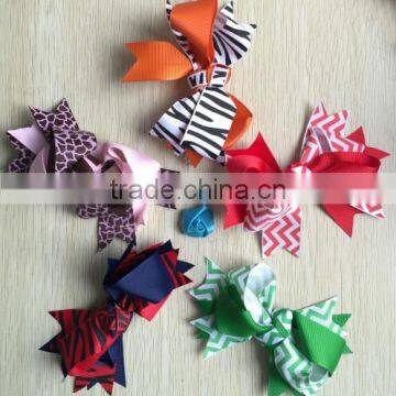 Boutique Vintage Girls 4"-5" Lg Grosgrain Ribbon Pinwheel Hair Bow Clips