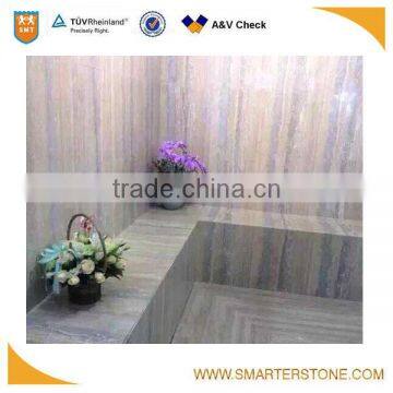 Veins Cut Blue Honed Travertine Big Slabs on Sale photo-5
