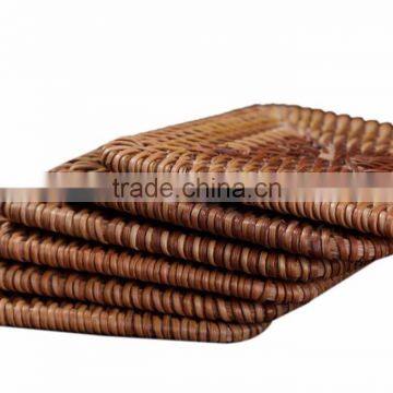 Square Rattan Coasters With Holder / Rattan Coasters Rattan Platemat photo-2