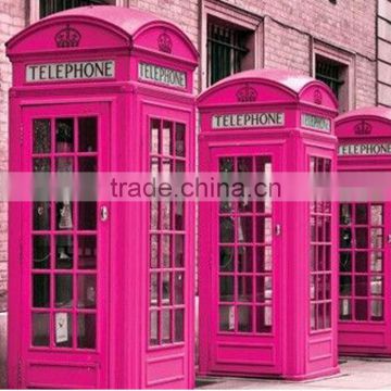 Old fashion phone booth british red pink and other colour