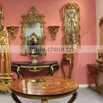 Hand Carved Gold and Black Half Round Marble Altar Table photo-4