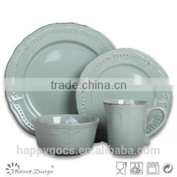 Embossed Solid Color 16pcs Dinnerware Set photo-4