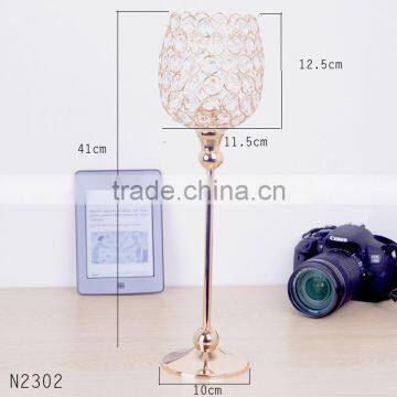 Top Selling Crystal Candle Holder With Metal Plated Candlestick for Home Wedding Decorative Romantic Candle Stand Free Shipping photo-2