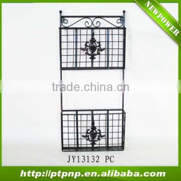 Outdoor and Garden hanging Metal wire 2 tier black plant stand