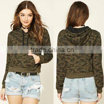 Sexy Wholesale Hoodie Sweatshirt Fleece Knit Crop Top Long Sleeve Camo Print Hoodie For Women Fashion Wear 5xl