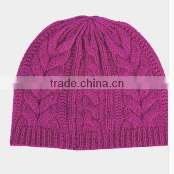 Pure color with hemp pattern warm winter knit cap hat