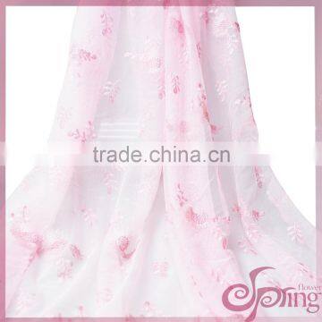 Lovely flower embroidery fabric lace, high quality dress making pink mesh fabric lace for garments