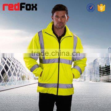 no Hood hi Vis Traffic Orange Safety Fleece Jacket photo-2