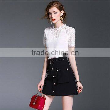 Maxnegio Short Sleeve New Fashion Lace Blouse Designs Korean Lace Top photo-6