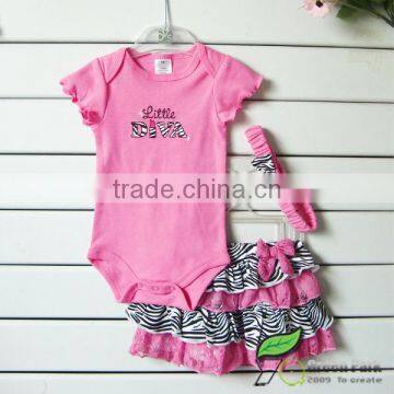 infant baby girls pink rompers+zebra skirts+hairband 3pcs clothing sets baby outfits kid suits