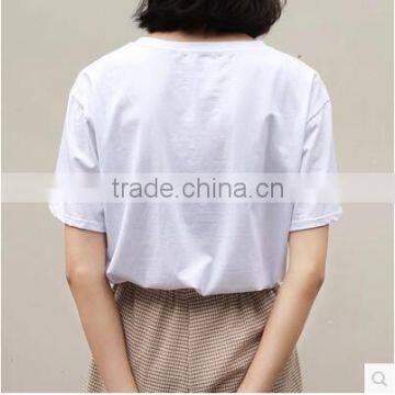 White T-shirts Printed Letters Female Contracted Round Collar Short Sleeve 2017 New Summer photo-3