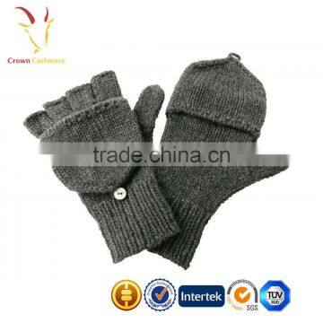 Custom Brown Fingerless Cashmere Mittens Gloves