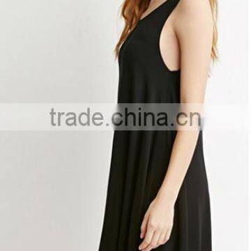 Pure Color Contracted Large Pendulum Sleeveless Dresses photo-3