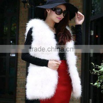 Wholesale Turkey Feather Fur Short Vest For Party Wedding Lady Fashion Fur Apparel