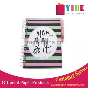 Cheap spiral paper cover planner with PP index page