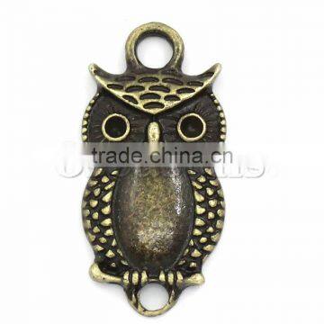 Handmade Connectors Findings Owl Animal Halloween Ornaments Antique Bronze Cabochon Setting 26x12.5mm,20PCs