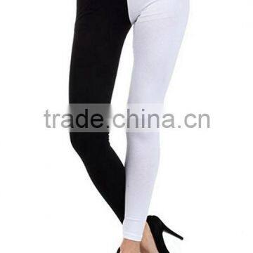 Sexy slim fit Stretch Black White Splicing Leggings Pants cropped jeans