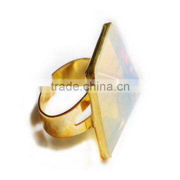 Pyramid Crystal Natural Stone Amethyst Pendant Ring photo-6